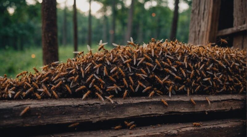 termites buzzing and eating